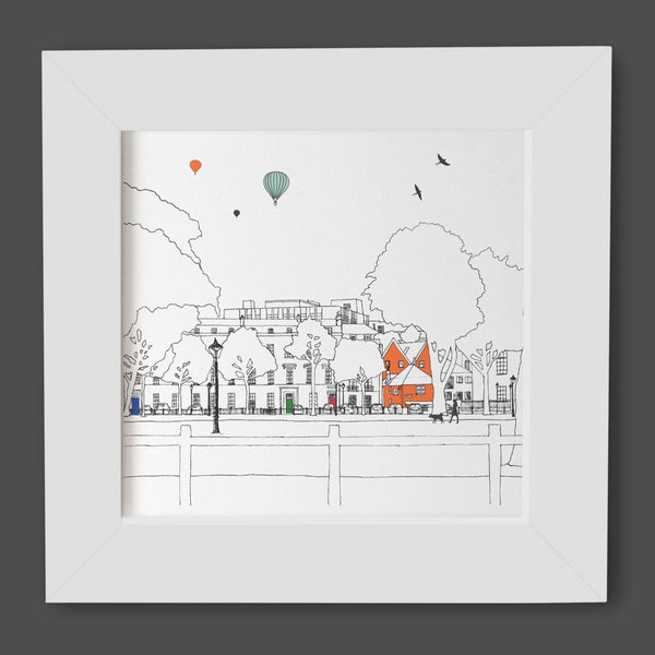 Framed Bristol art featuring an illustration of Queen Square