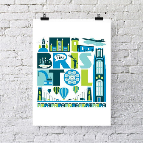 City of Bristol Typographic Print by Susan Taylor Art at The Bristol Shop