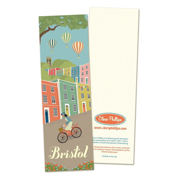 Bristol Bookmark with illustration of hot air balloons and colourful houses