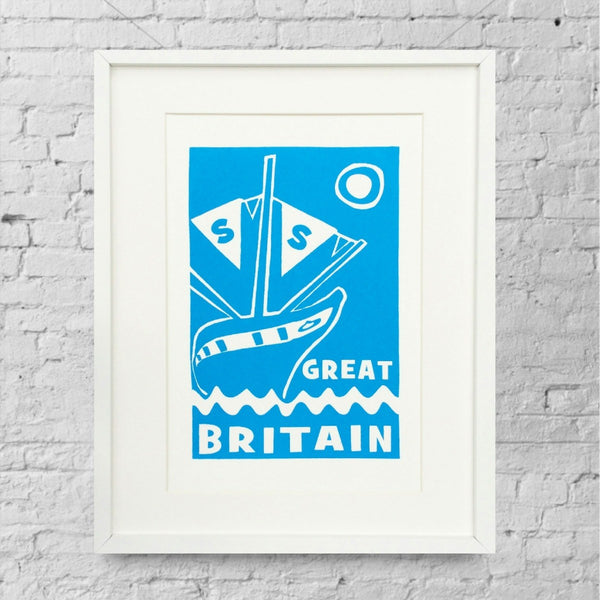 ss Great Britain Limited Edition Blue Screen Print by Lou Boyce at The Bristol Shop