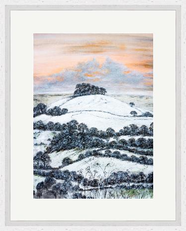 Kelston Roundhill in the snow painting at The Bristol Shop