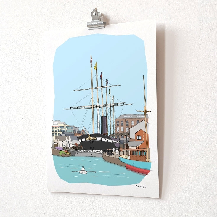ss Great Britain A4 Giclée Print by dona B drawings | The Bristol Shop