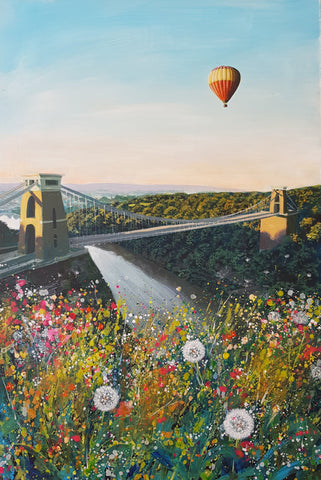 Hot Air Balloon flight over Clifton Suspension Bridge, Bristol - art print by Jenny Urquhart at The Bristol Shop