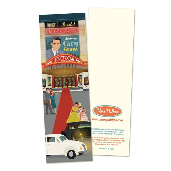 Bristol Bookmark with illustration of the Hippodrome and Cary Grant