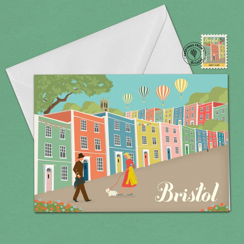Bristol Greetings Card featuring colourful houses
