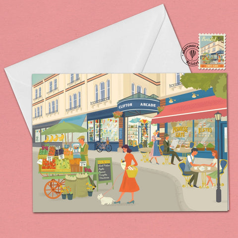 Bristol Greetings Card featuring Clifton Village illustration