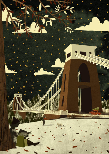 Bristol Clifton Suspension Bridge View Christmas A3 Print