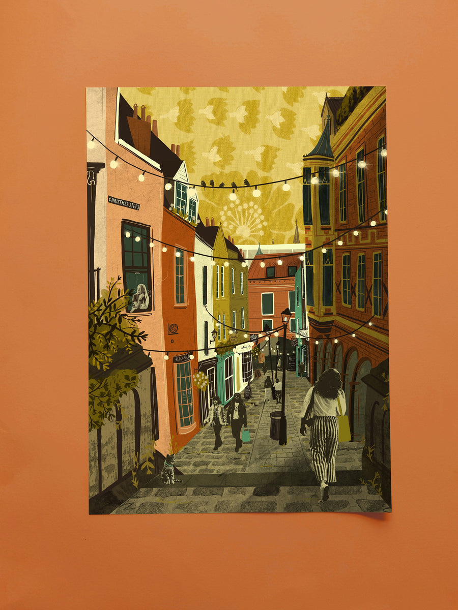 Christmas Steps Bristol Art Print by Emy Lou Holmes The Bristol Shop
