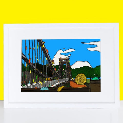 Slugs and Snails vs Clifton Suspension Bridge Bristol art print