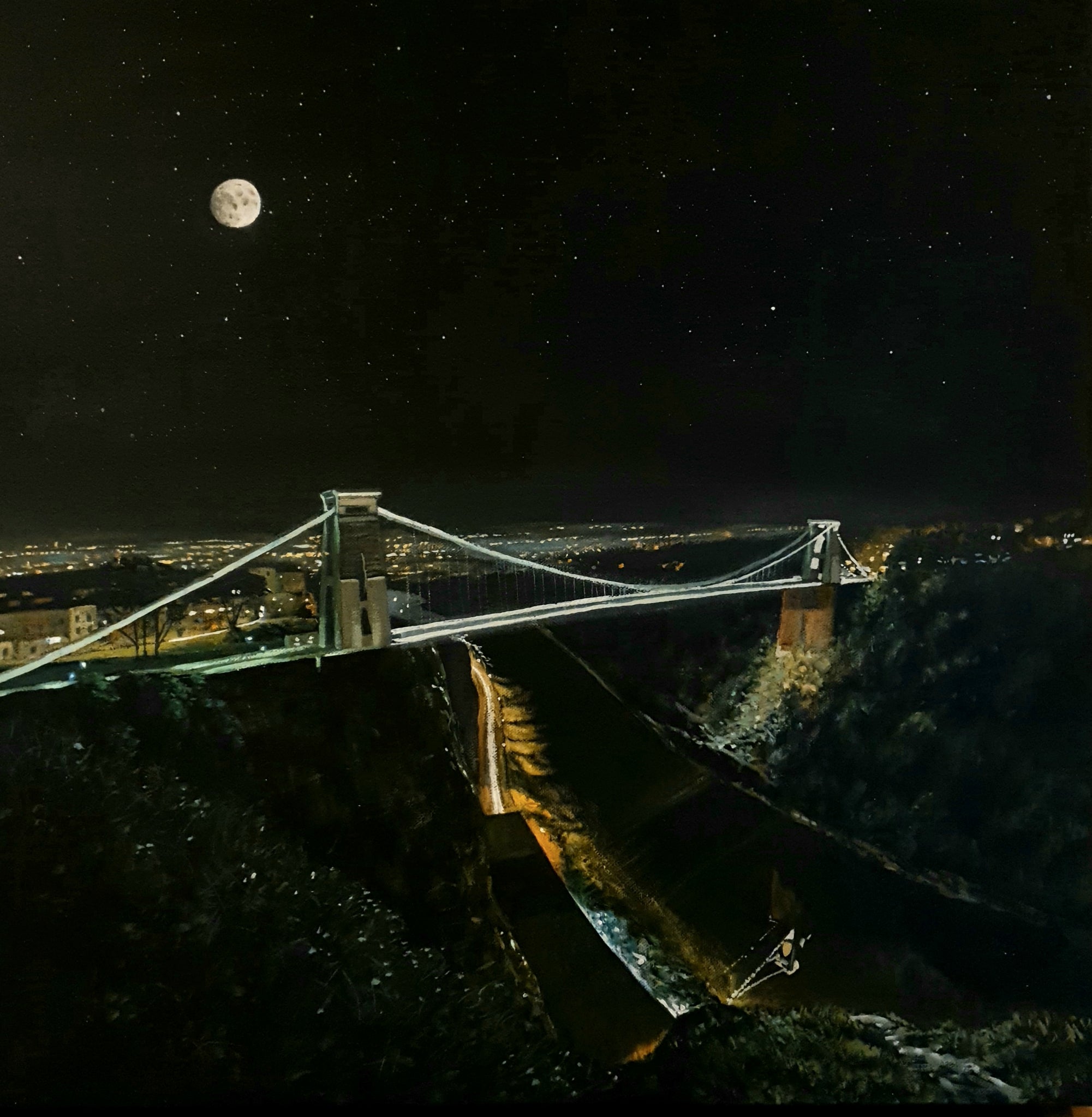 Clifton Suspension Bridge at Night painting by Jenny Urquhart