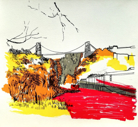 Clifton Suspension Bridge and The Matthew Screen Print by Amy Hutchings
