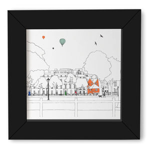 Framed Bristol art featuring an illustration of Queen Square