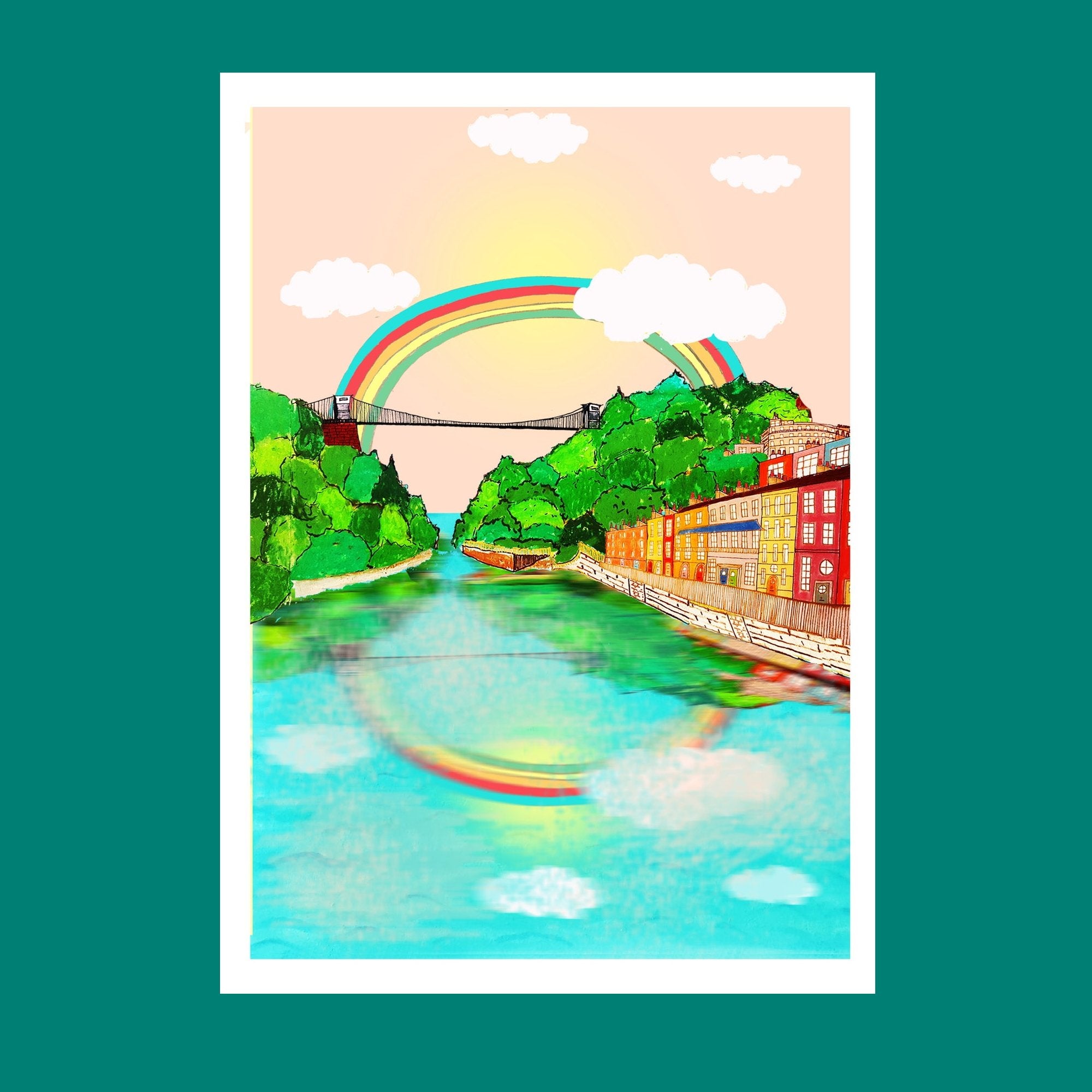 Bristol Rainbow Illustration Art Print Poster
