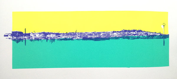 Panoramic Silk Screen Print of Bristol Harbour