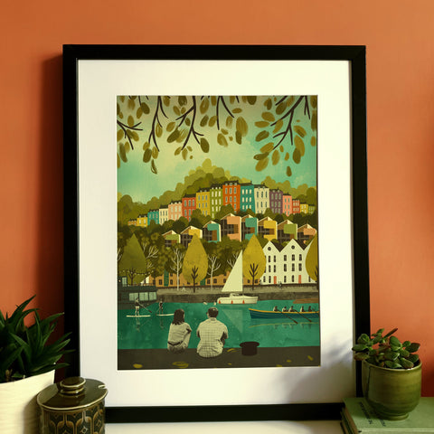 Bristol Harbour Rainbow Houses Hotwells Art Print