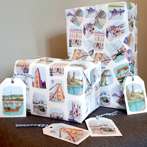 Bristol Gift Wrap & Tags by Dona B Drawings