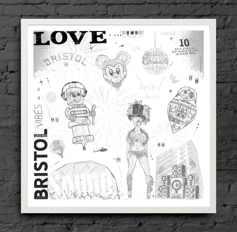 Bristol Love - 50cm x 50cm Limited Edition Art Print by Lou Boyce