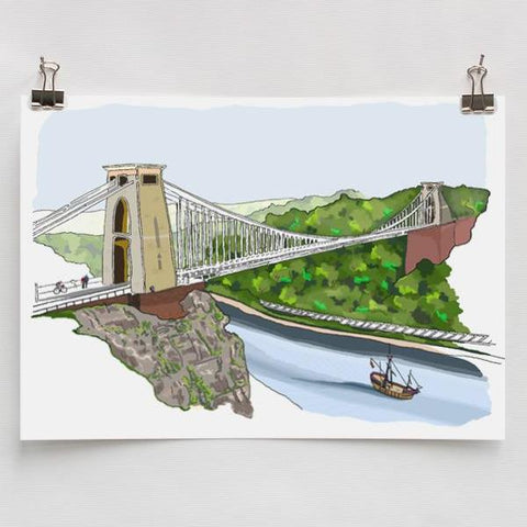 Clifton Suspension Bridge & the Matthew A4 Art Print by Rolfe & Wills | The Bristol Shop