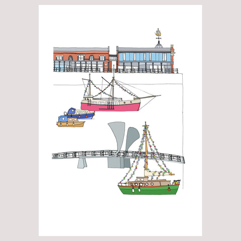 Bristol - Pero's Bridge & The Watershed - A4 Giclée Print by Emily Ketteringham | The Bristol Shop