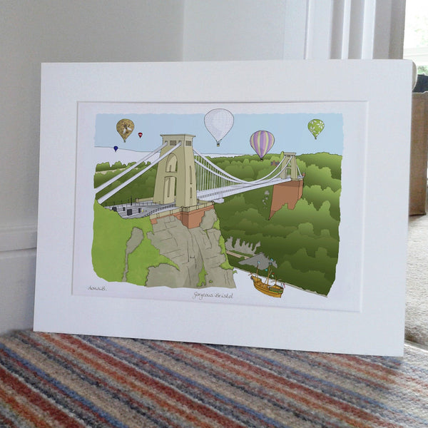 Gorgeous Bristol - Mounted – An Architectural Illustration Print by Dona B Drawings