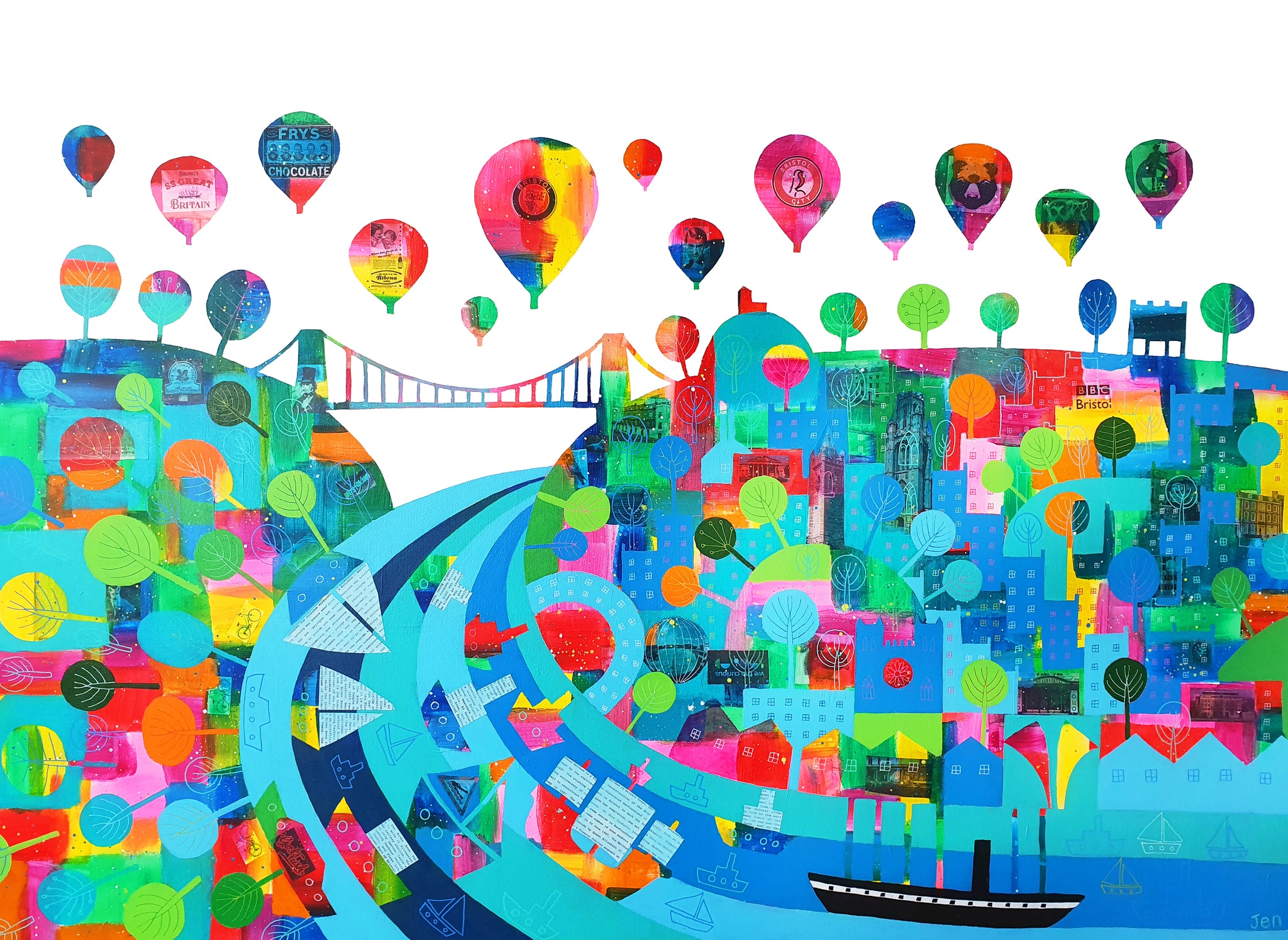 Clifton Suspension Bridge and Balloon Fiesta Art Print