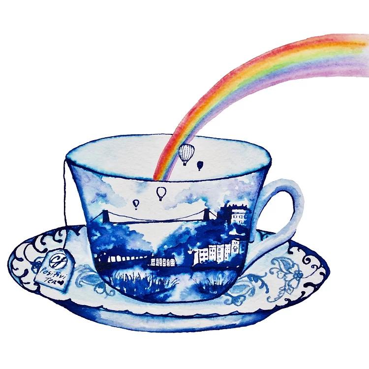 Bristol Cup of Tea and Rainbow Art Print by Carla James
