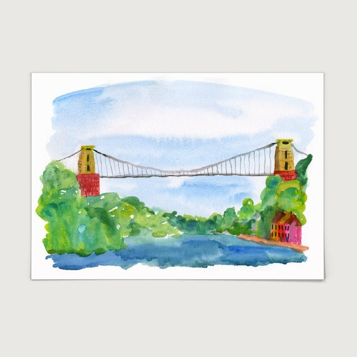Clifton Suspension Bridge watercolour print by Bristol artist, Rosie Webb