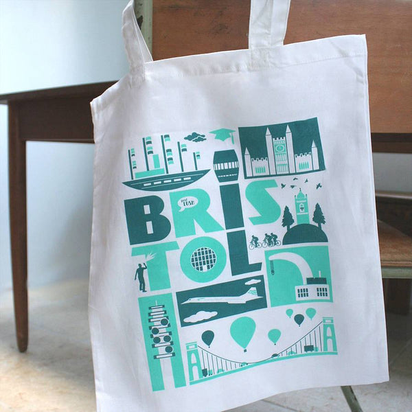 City of Bristol Typographic Tote Bag by Susan Taylor Art