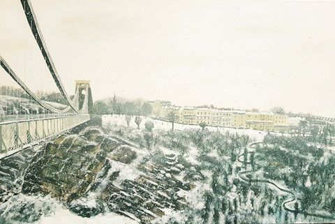 Clifton Suspension Bridge in the snow, art print by Jenny Urquhart at The Bristol Shop