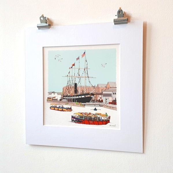 Floating Bristol – Architectural illustration Giclée Print - Mounted- by dona B drawings Dona B drawings
