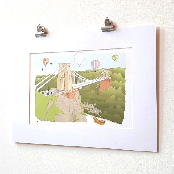Gorgeous Bristol - Mounted – An Architectural Illustration Print by Dona B Drawings