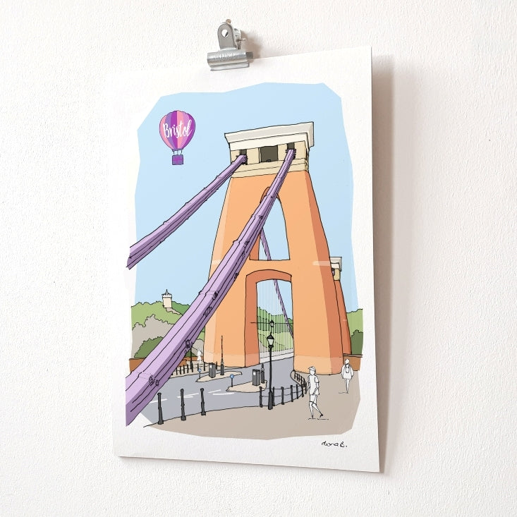 Clifton Suspension Bridge A4 Giclée Print by dona B drawings | The Bristol Shop