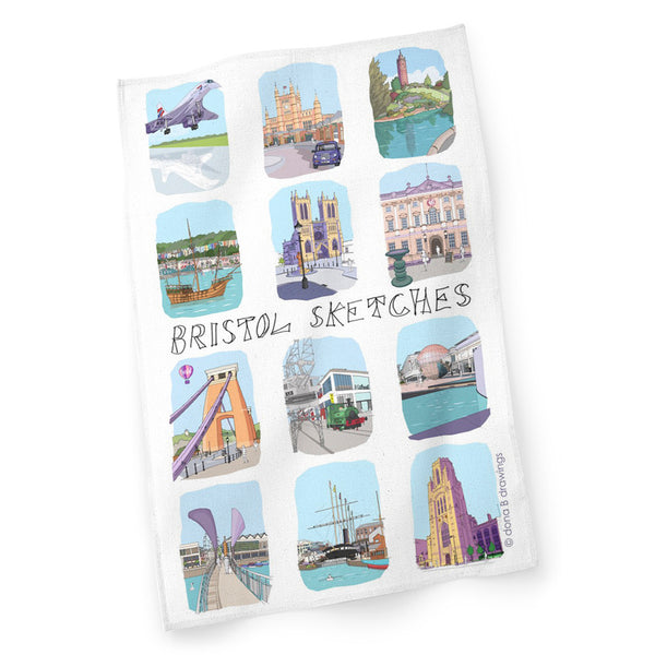 Bristol Sketches 12 Tea Towel by Dona B drawings | The Bristol Shop