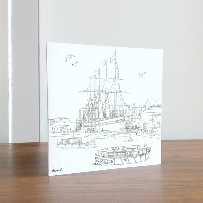 ss Great Britain 'Colour in' Greetings Card by Dona B drawings | The Bristol Shop