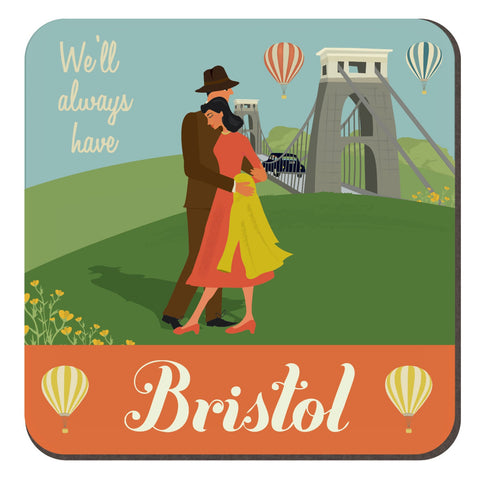 Bristol coaster featuring couple by Suspension Bridge