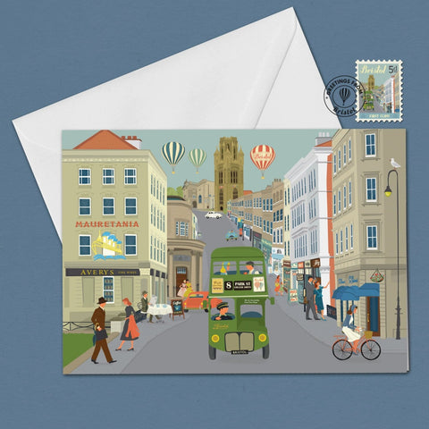 Bristol Card featuring Park Street and a green bus