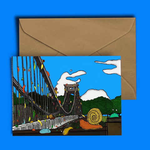 Clifton Suspension Bridge vs Slugs Greetings Card