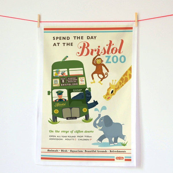 Bristol Zoo and Bus Tea Towel