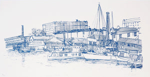 Panoramic Silk Screen Print of Bristol Harbour and the Robinson Building