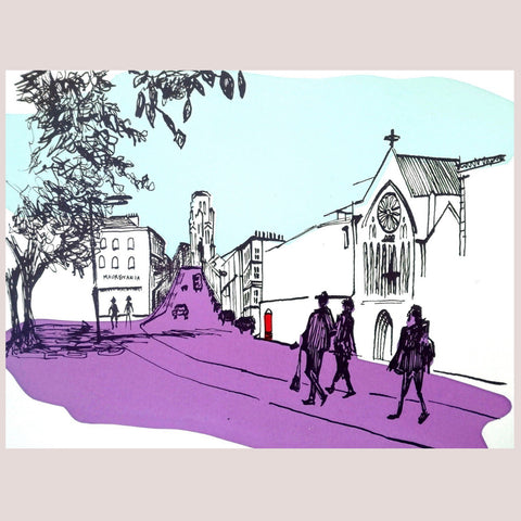 Park Street Promenade - Hand Pulled Screen Print by Amy Hutchings