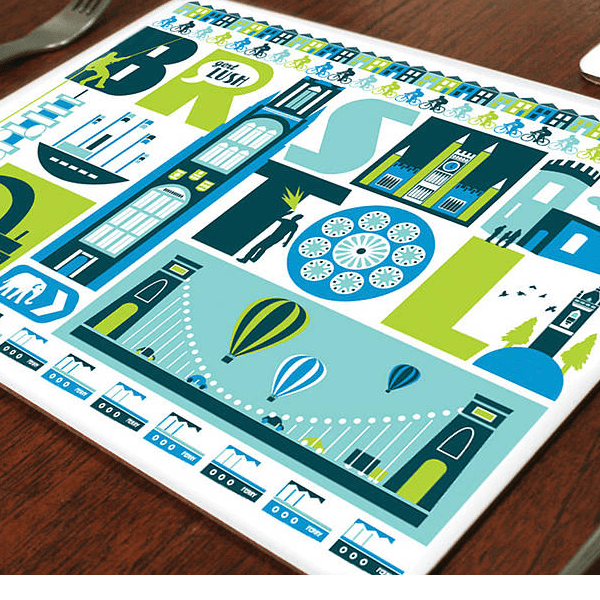 City of Bristol Typographic Placemat by Susan Taylor Art at The Bristol Shop