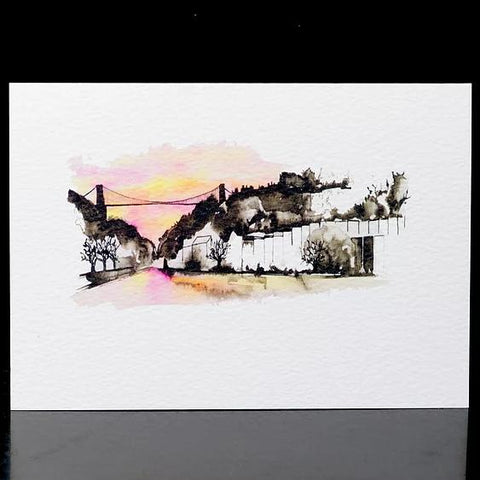 Sunset over Clifton Suspension Bridge Card by Carla James